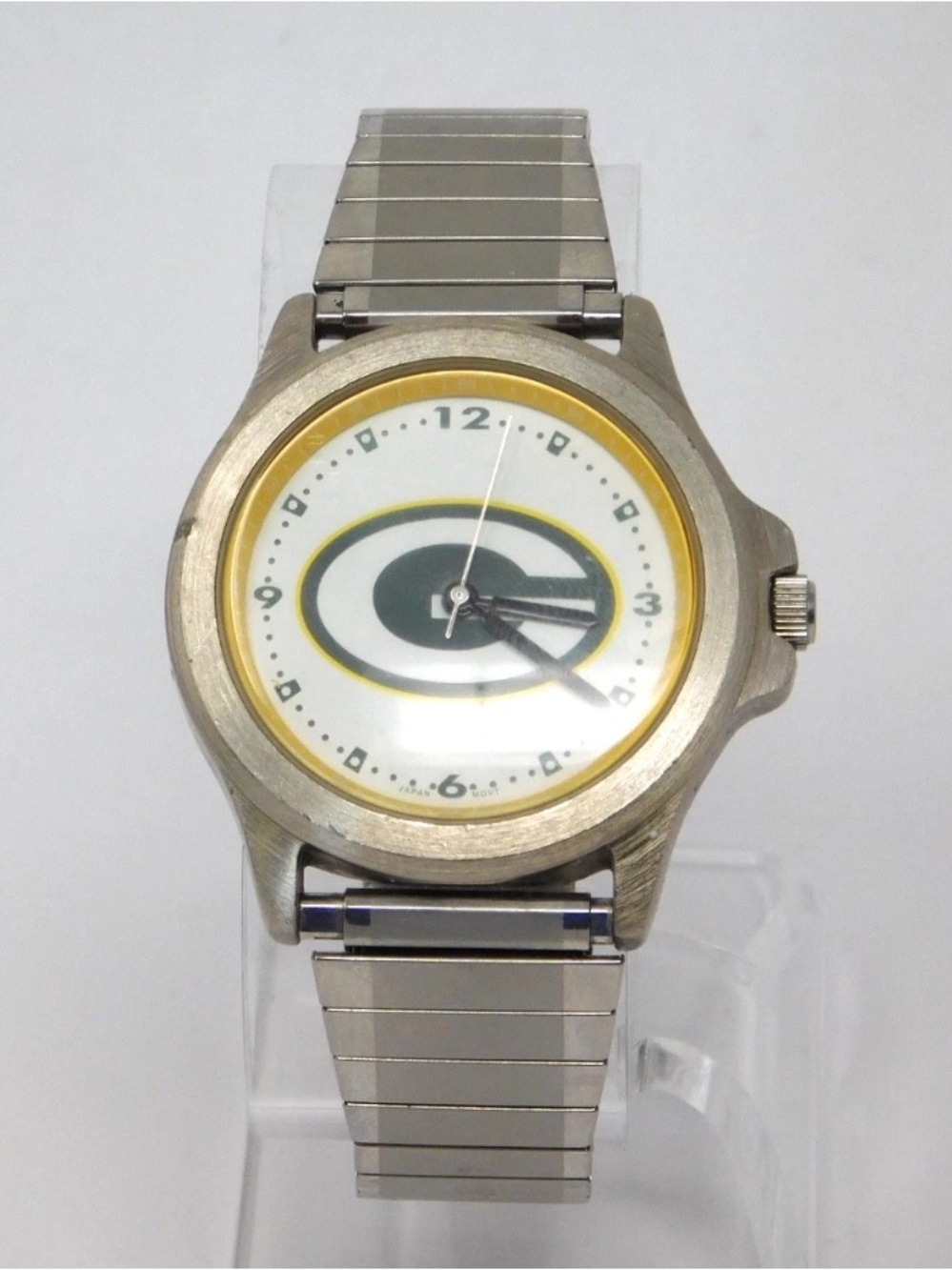 Green Bay Packers Men's Watch Logo Art Stretch Band Stainless Steel NFL Fan Gear